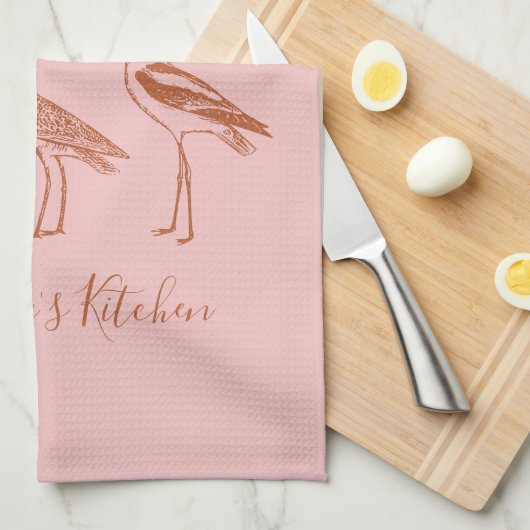 Kunsttekening voor vogels in Blush en Rust Persona Theedoek (Quarter Fold)