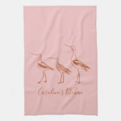 Kunsttekening voor vogels in Blush en Rust Persona Theedoek (Verticaal)