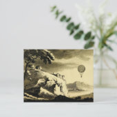 Kunsttekening  warmloperballon briefkaart (Staand voorkant)