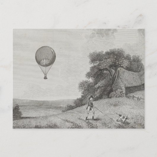 Kunsttekening  warmloperballon briefkaart (Voorkant)