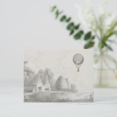 Kunsttekening  warmloperballon briefkaart (Staand voorkant)