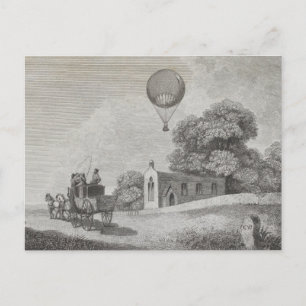 Kunsttekening  warmloperballon briefkaart