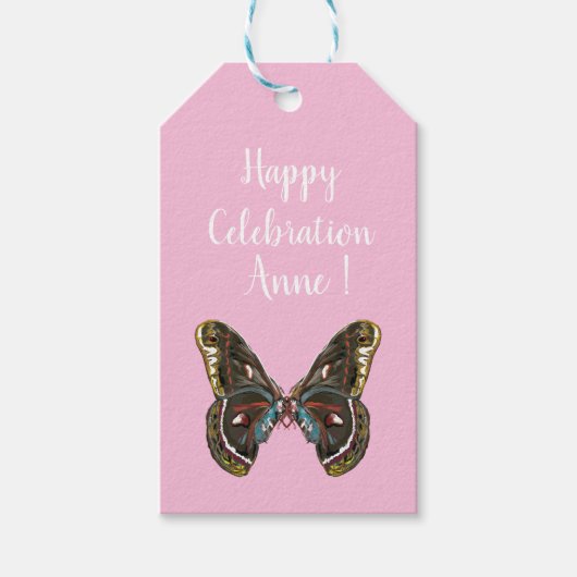 Kunsttekentekening exotische Butterfy Cadeaulabel (Voorkant)