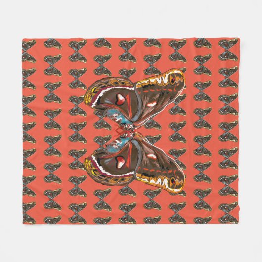 Kunsttekentekening exotische Butterfy Fleece Deken (Voorkant (Horizontaal))