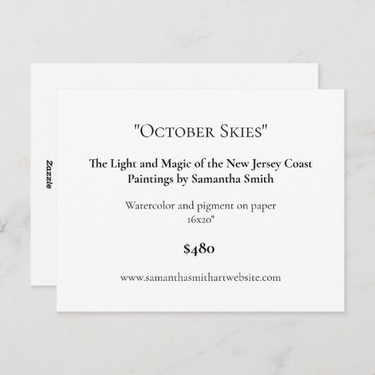  kunsttentoonstelling Display Kaarten Labels (Voorkant / Achterkant)