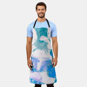 Kunsttextiel. Heldere Violet Border. Violet Art Schort (Gedragen)