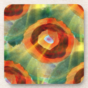 kunsttextuur abstract water groen, oranje, cirkel bier onderzetter