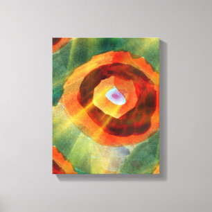 kunsttextuur abstract water groen, oranje, cirkel canvas afdruk