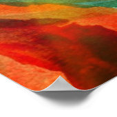 kunsttextuur abstract water groen, oranje, cirkel poster (Hoek)