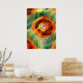 kunsttextuur abstract water groen, oranje, cirkel poster (Keuken)