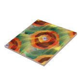 kunsttextuur abstract water groen, oranje, cirkel tegeltje (Zijkant)