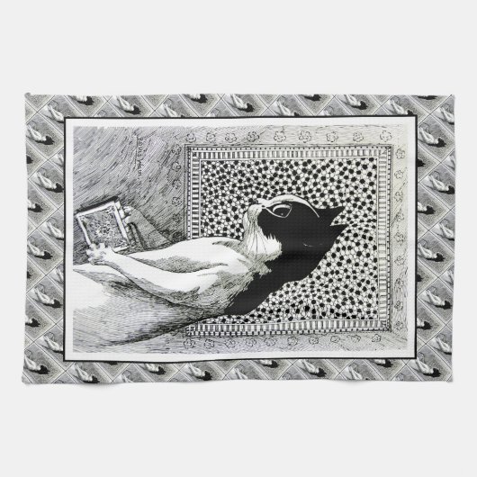 Kunsttheehanddoek met boekliefhebbers theedoek (Horizontaal)