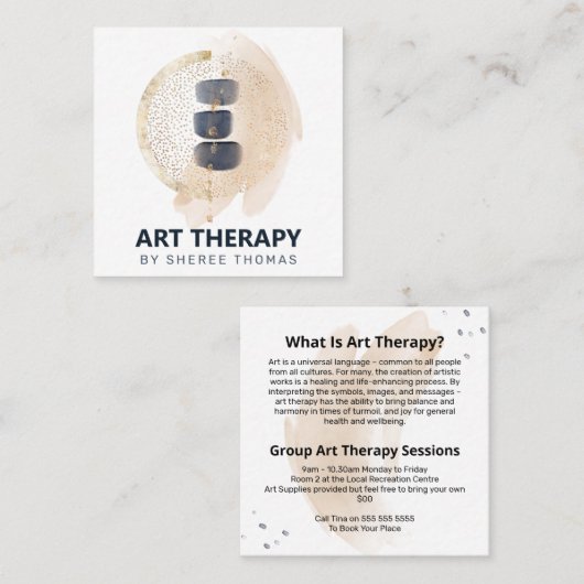 Kunsttherapietherapie Abstract Vierkante Visitekaartje (Voorkant / Achterkant)