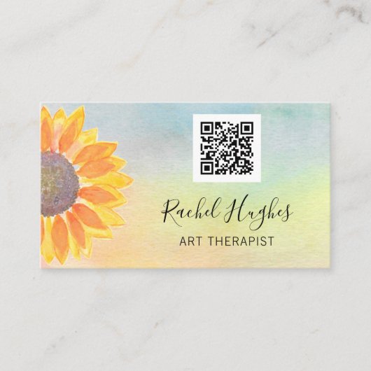 Kunsttherapistische QR-code Zonnebloem Visitekaartje (Voorkant)
