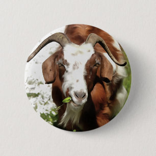 Kunstthetisch filmpje van een geit ronde button 5,7 cm