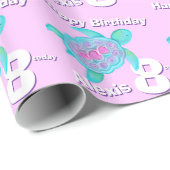 Kunsttijd schildpad en naam 8e verjaardag cadeaupapier (Rol Hoek)