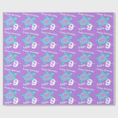 Kunsttijd schildpad en naam negende verjaardag cadeaupapier (Vlak)