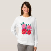 Kunsttop: Drijvende Hibiscus Long-hoes T-shirt (Voorkant volledig)