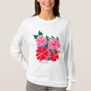 Kunsttop: Drijvende Hibiscus Long-hoes T-shirt