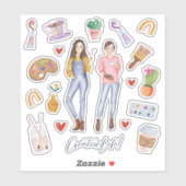 Kunsttoverkunst met een leuk creatief leven illust sticker (Vel)
