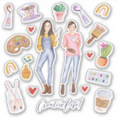 Kunsttoverkunst met een leuk creatief leven illust sticker (Voorkant)