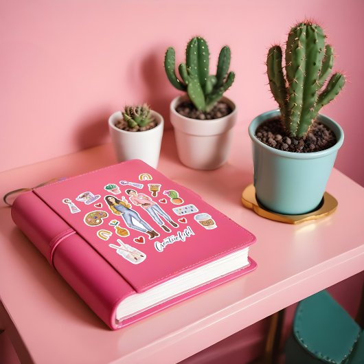 Kunsttoverkunst met een leuk creatief leven illust sticker