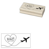 Kunsttrail met bruiloftsmonogram voor vliegtuig + rubberstempel (Gestempeld)