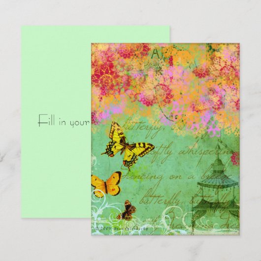 Kunstuitvindingen voor Butterfly, Butterfly Collag Kaart (Voorkant / Achterkant)