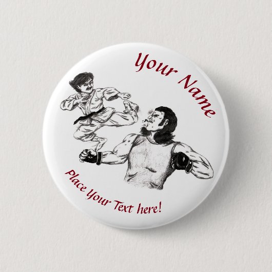 Kunstvechter Karate tegen MMA-strijder Ronde Button 5,7 Cm (Voorkant)