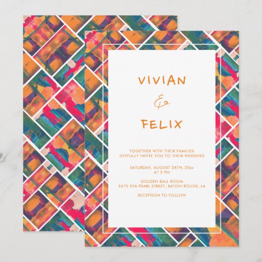 Kunstverf Kleuren Sinaasappel Modern Abstract Brui Kaart (Voorkant / Achterkant)