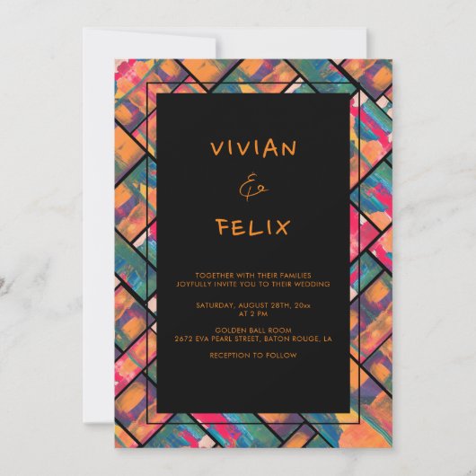 Kunstverf Kleuren Sinaasappel Modern Abstract Brui Kaart (Voorkant)