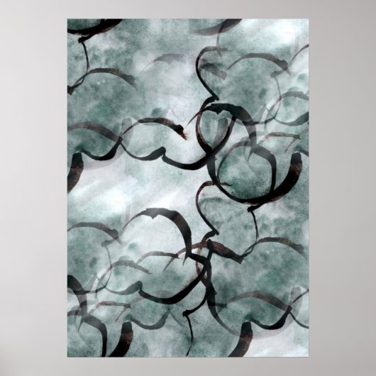 kunstverf met grijs avant-garde, zwarte handverf poster (Voorkant)