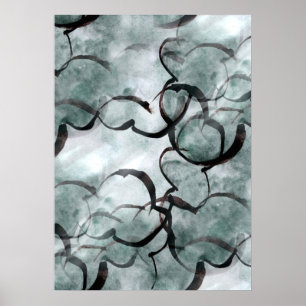 kunstverf met grijs avant-garde, zwarte handverf poster
