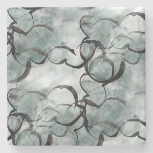 kunstverf met grijs avant-garde, zwarte handverf stenen onderzetter