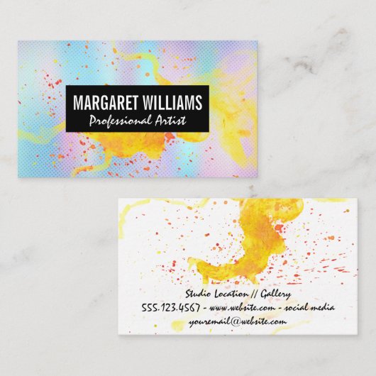 kunstverf spetter | Holografisch Visitekaartje (Voorkant / Achterkant)