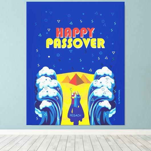 Kunstverf van Passover Moses & Israëlieten Pop op  Canvas Afdruk (Insitu (Houten vloer))