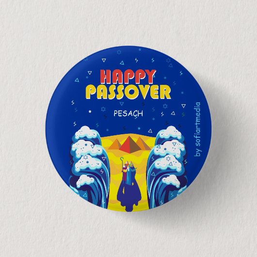 Kunstverf van Passover Moses & Israëlieten Pop op  Ronde Button 3,2 Cm (Voorkant)