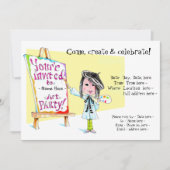 Kunstverjaardagsfeest Uitnodigingen voor meisjes (Voorkant)