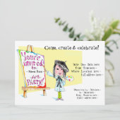 Kunstverjaardagsfeest Uitnodigingen voor meisjes (Staand voorkant)