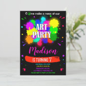 Kunstverjaardagsuitnodiging Artsy-verfambachtspart Kaart (Staand voorkant)