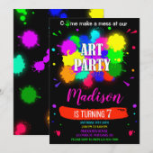 Kunstverjaardagsuitnodiging Artsy-verfambachtspart Kaart (Voorkant / Achterkant)