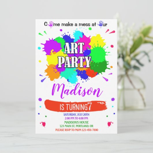 Kunstverjaardagsuitnodiging Kunstschilderaarster Kaart (Staand voorkant)