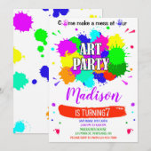 Kunstverjaardagsuitnodiging Kunstschilderaarster Kaart (Voorkant / Achterkant)