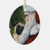 Kunstversiering voor pug en Santa Dog Keramisch Ornament (Rechts)