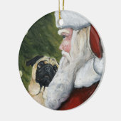 Kunstversiering voor pug en Santa Dog Keramisch Ornament (Links)