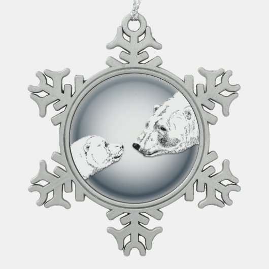 Kunstversieringen van Beer-sierfeestdagen Beer Tin Sneeuwvlok Ornament (Voorkant)