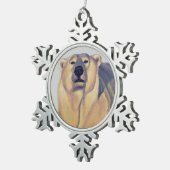 Kunstversieringen van Beer-sierfeestdagen Beer Tin Sneeuwvlok Ornament (Rechts)