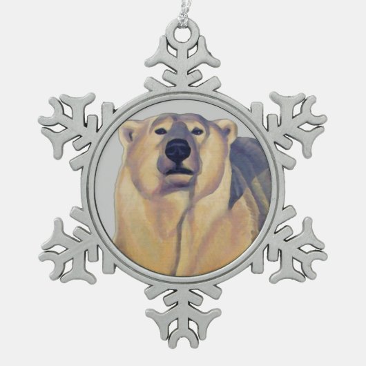 Kunstversieringen van Beer-sierfeestdagen Beer Tin Sneeuwvlok Ornament (Voorkant)