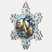 Kunstversieringen van Beer-sierfeestdagen Beer Tin Sneeuwvlok Ornament (Rechts)