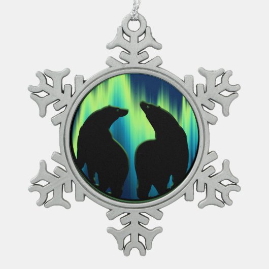 Kunstversieringen van Beer-sierfeestdagen Beer Tin Sneeuwvlok Ornament (Voorkant)